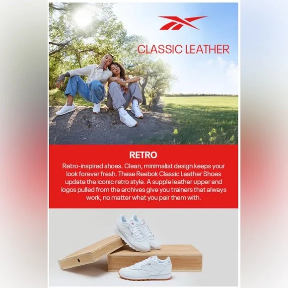 NWT/NIB • Reebok Women's Classic White Leather Sneakers • Women’s US 7.5 - Picture 10 of 14